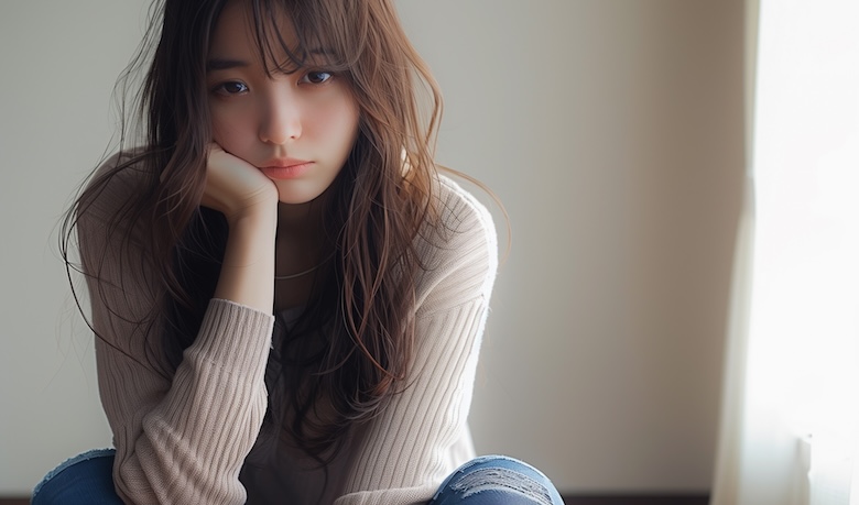 アルバイトのことで悩んでいる女性の画像