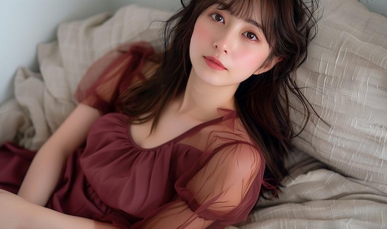 横たわる女性の画像